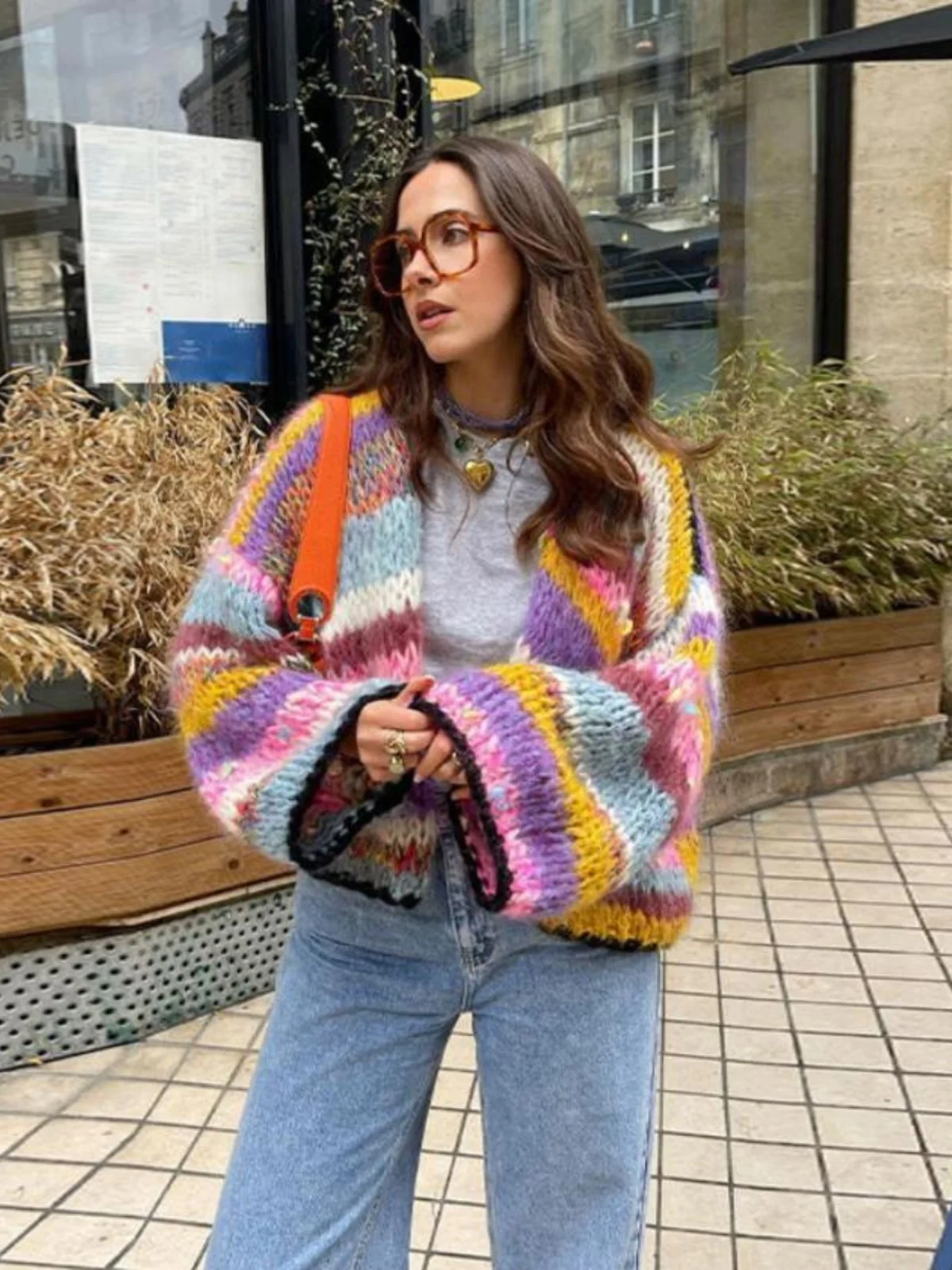 Striped Long Sve Versatile Open Cardigan Knitted Jaet Comfortable Loose Fit Autumn Winter Women's Sweater Knitwear