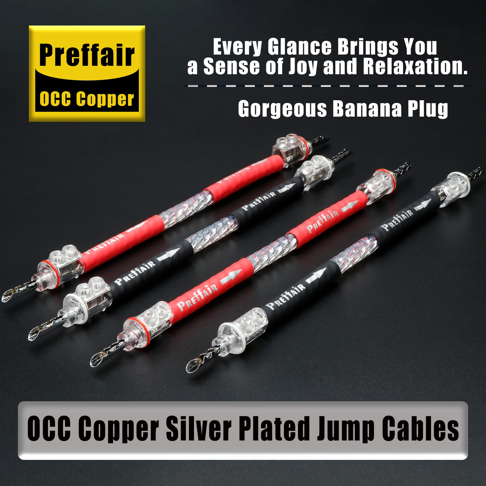 4 قطعة Preffair 7N OCC الفضة مطلي البلوز كابل الصوت فال جسر سلك كابل مكبر الصوت 10-30 سنتيمتر مع الموز/Y البستوني المقابس
