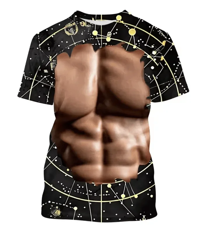 Unisex 3D Print Muscle Pattern T-Shirt Quick-Drying Breathable Outdoor Streetwear Casual Fashion Role-playing Parent-Child Cloth