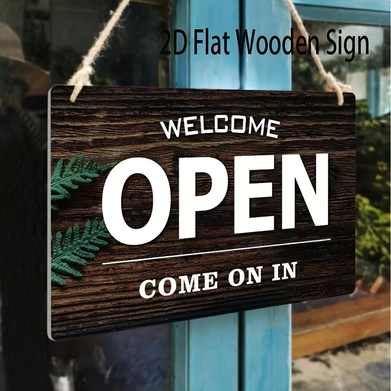 1pc Double-Sided Printed Wooden OPEN-CLOSED Business Ccreative Signboards Stores Supermarkets Cafes Restaurants Doorplates Decor