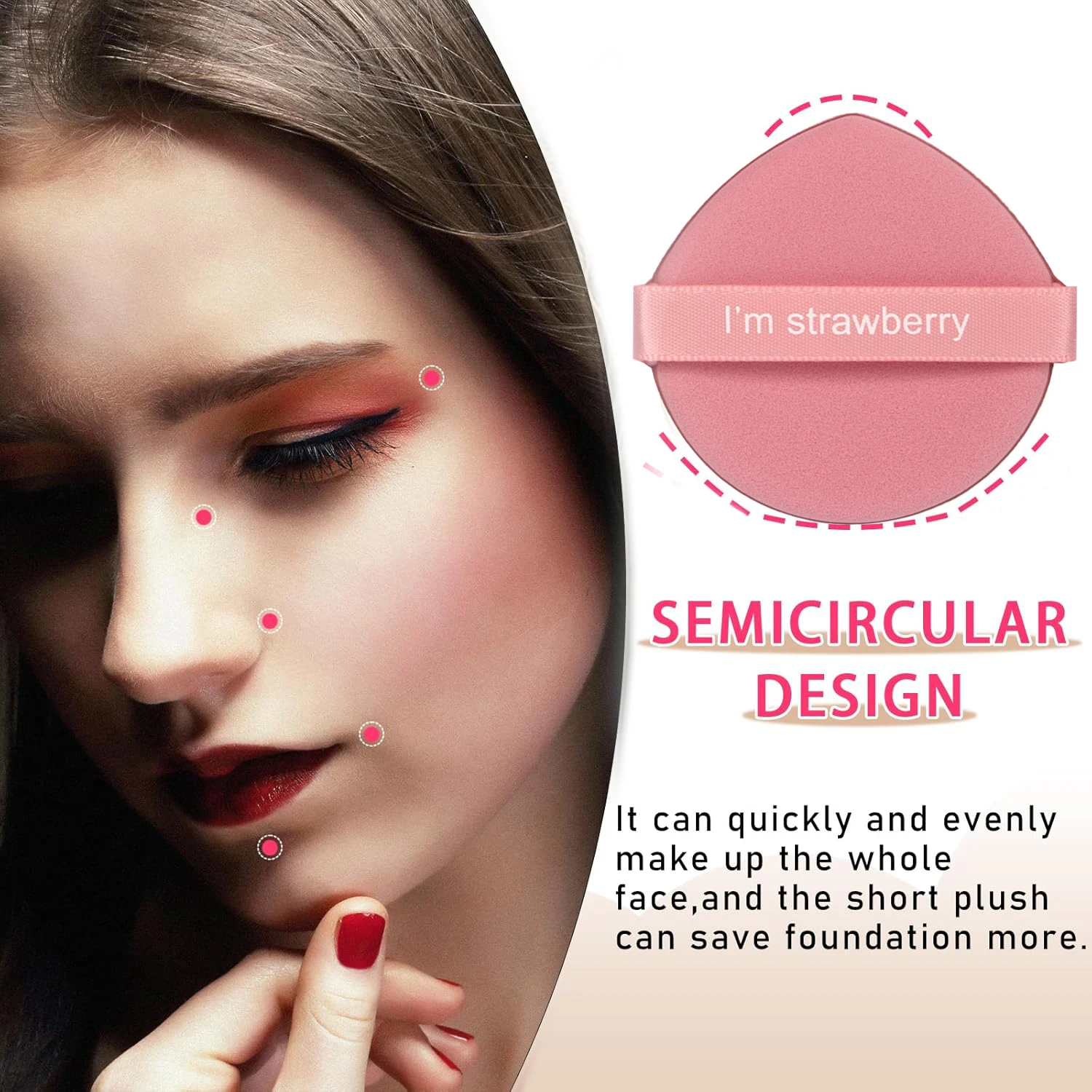 Karsyngirl 7 ピース/箱イチゴ化粧パフセット両面女性ソフトメイクスポンジ美容メイクアップパウダーツール