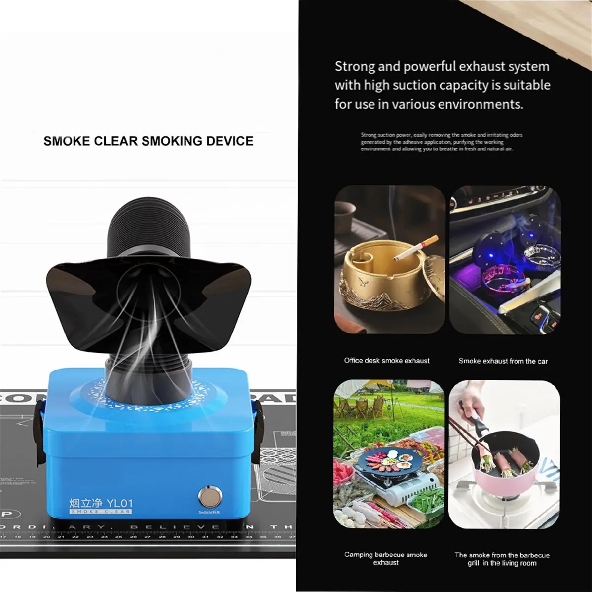 YL01 Smoke Extractor Powerful Fume Purifier for Mobile Phone Repair Motherboard Smoke Absorber Filter Device US PLUG