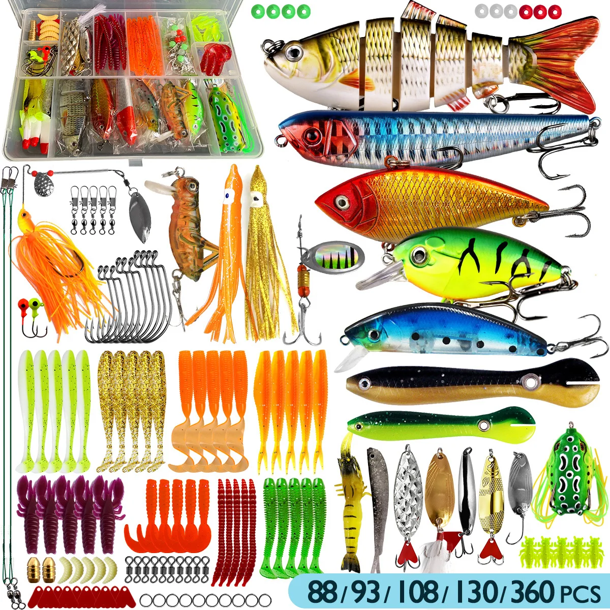 Image of Angelköder-Set inklusive, Crankbaits, Löffelköder, Haken, Gewichte & weiteres Zubehör, Angelköder-Ausrüstungsset Geschenk für Männer zum Angeln auf Barsche