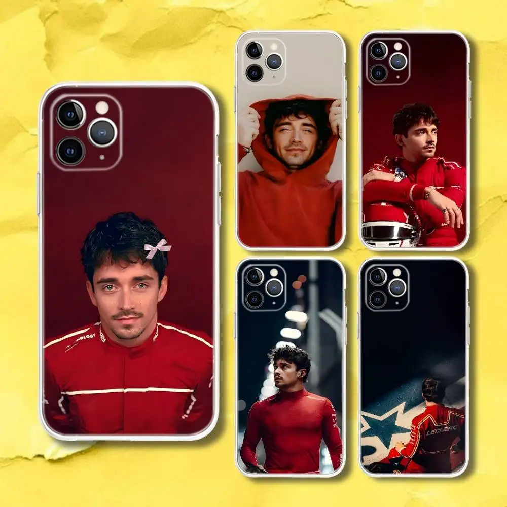 

C-Charles 16 F1 L-Leclerc Phone Case For iPhone 17,16,15,11,12,14,13 Pro Max Plus Mini X,XS,XR,16E Air Transparent Cover Fundas