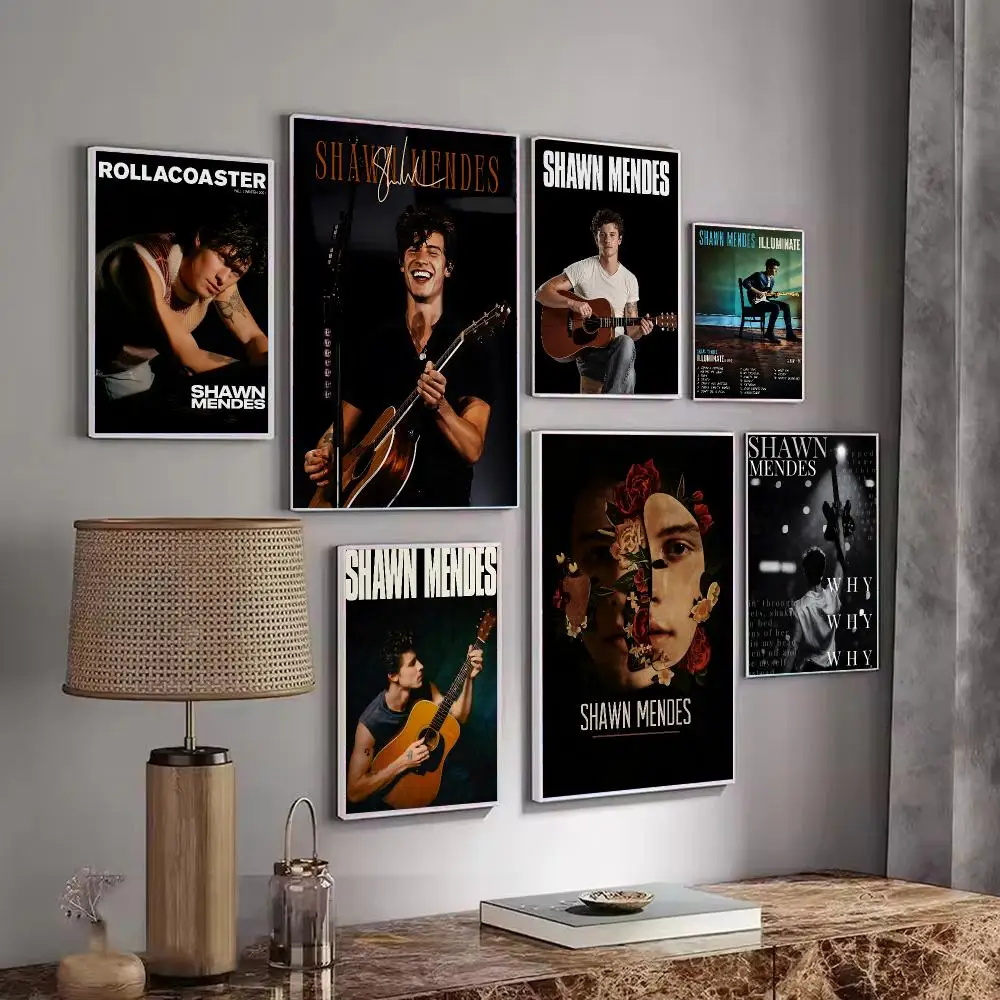 Pop Singer S-Shawn M-Mendes Poster Wall Art Print Sticker for Bedroom Living Room Dorm Office Modern Home Decor