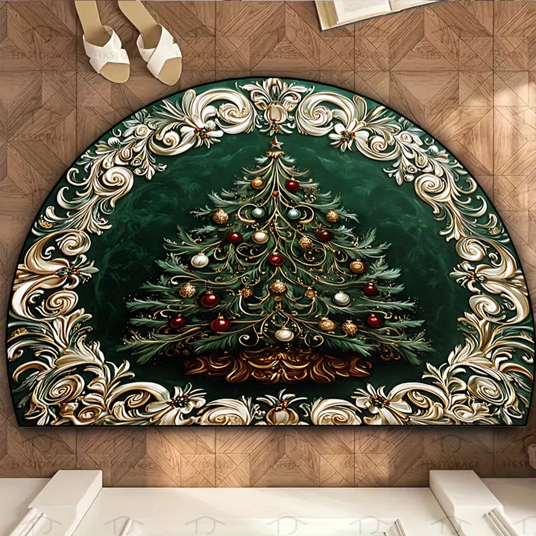 

Полукруглый дверной коврик VIKAMA для рождественской елки, противоскользящий, ковер для входной двери, ковер для гостиной для праздничного украшения дома