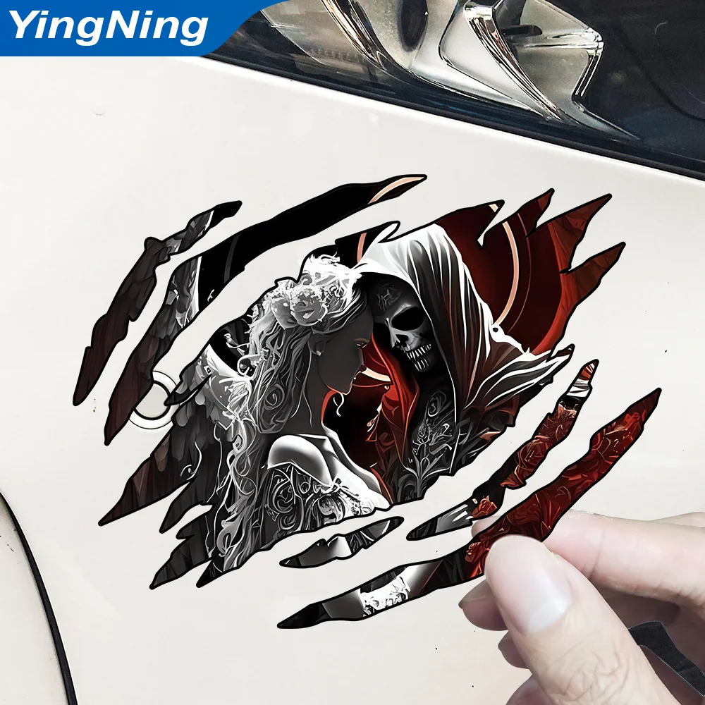 

Skull Couple Scratch Mark Car Sticker Personalized Scratch Cover Decor PVC Waterproof Decals Laotop Accessories A8cm/13cm/18cm