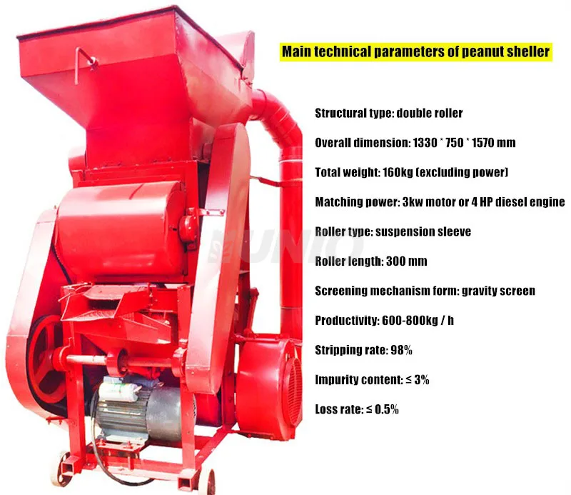 2026 New Hot Sale Factory Price Automatic Engine Peanut Shelling Peeling Machine-High Productivity 300KG/H Capacity Farm Use