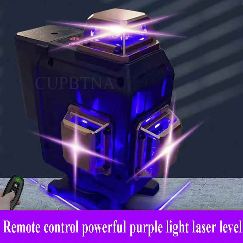 Laser Level 3D 4D 8/12/16 Line Powerful Purple Light Digital Display 360° Horizontal Vertical Self-Leveling System Measure Tools