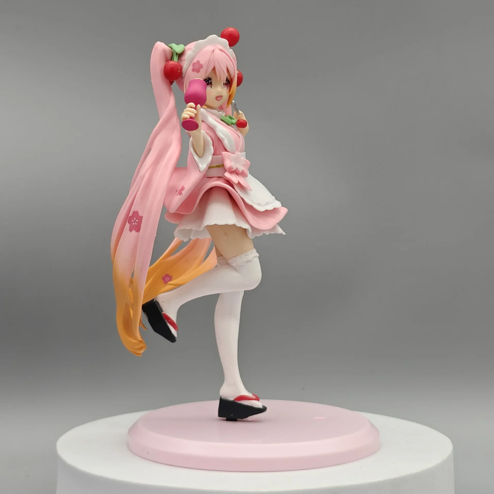 

New 19cm Anime Hatsune Miku sakura Maid costume Standing posture Action Figure PCV Model statue Desktop ornament doll toy Gifts