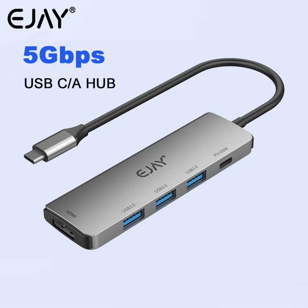 EJAY 5Gbps USB Hub 4/5 Ports Multi USB 3.0 Hub Splitter Adapter for MacBook Pro iPad Pro Xiaomi Lenovo USB Hub
