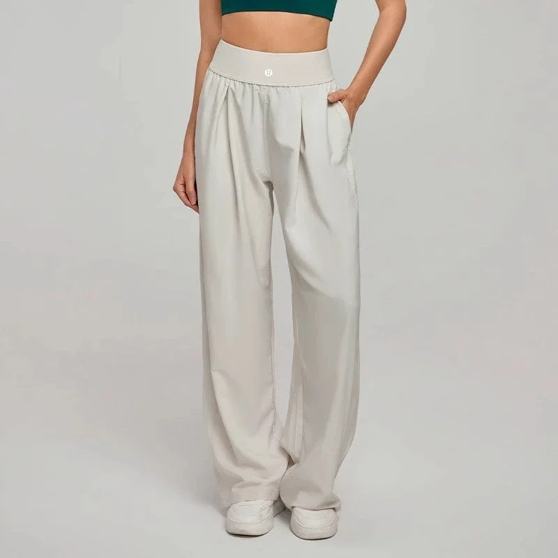 Outdoor High Waisted Loose Wide Leg Pants Women's Sports Fitness Running Exercise Pants image 3