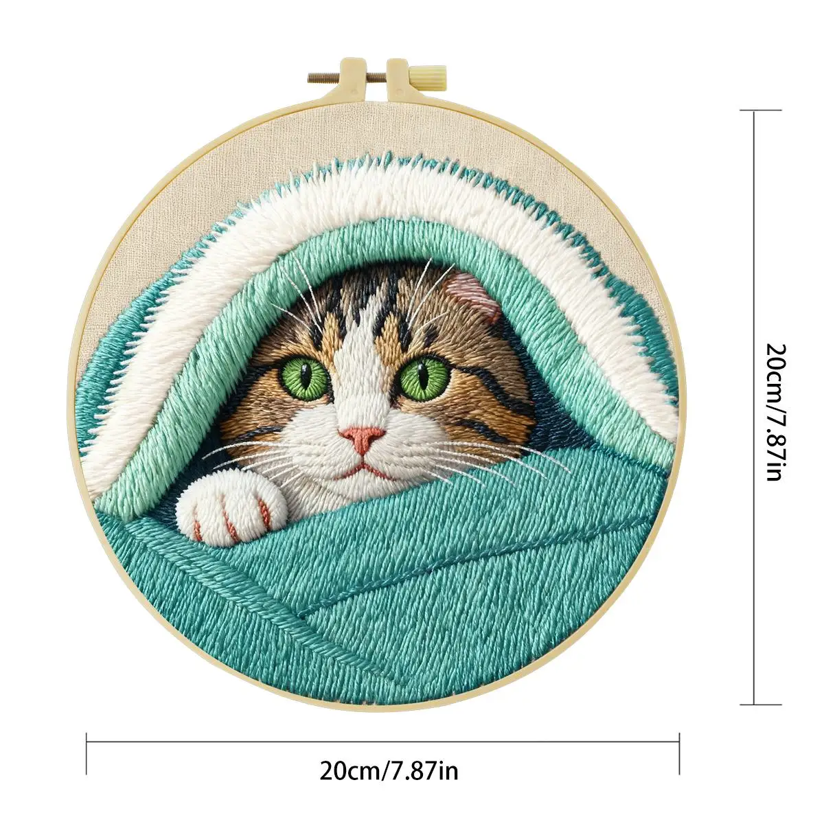 1 Stück 20X20CM/15X15CM 7,87/6,3 Zoll Tier - Katze Stickerei Starter-Kit DIY-Kit DIY-Stickerei-Set Handarbeiten Nadelkunst – Detail 3