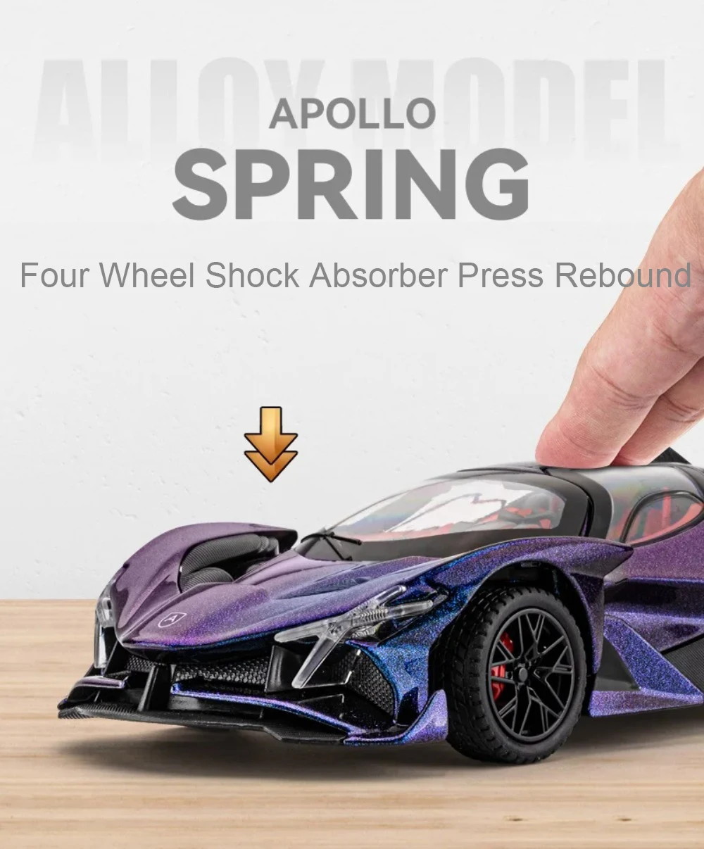 1:24 Eldorado EVO Miniature Toy Sports Car Models Alloy Diecast Sound Light Doors Opened Pull Back Sports Cars for Boys Gifts