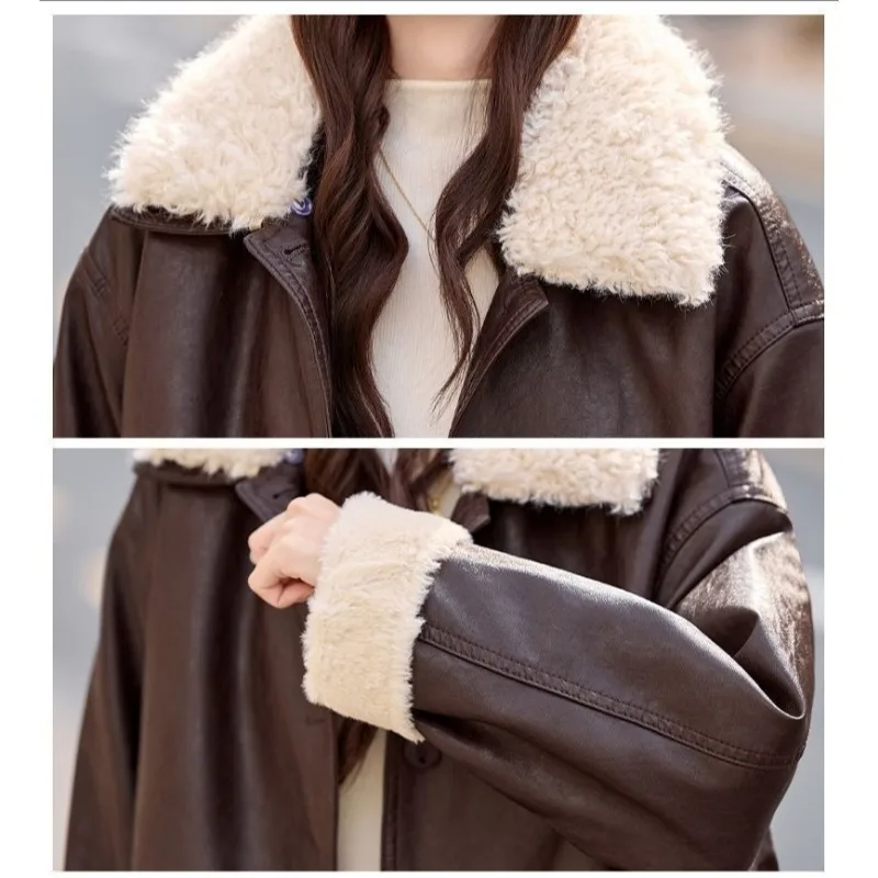 Nuevo abrigo de longitud media para mujer, abrigo de lana con cuello de piel para otoño e invierno, Top cálido informal versátil, ropa de moda para ir al trabajo para mujer