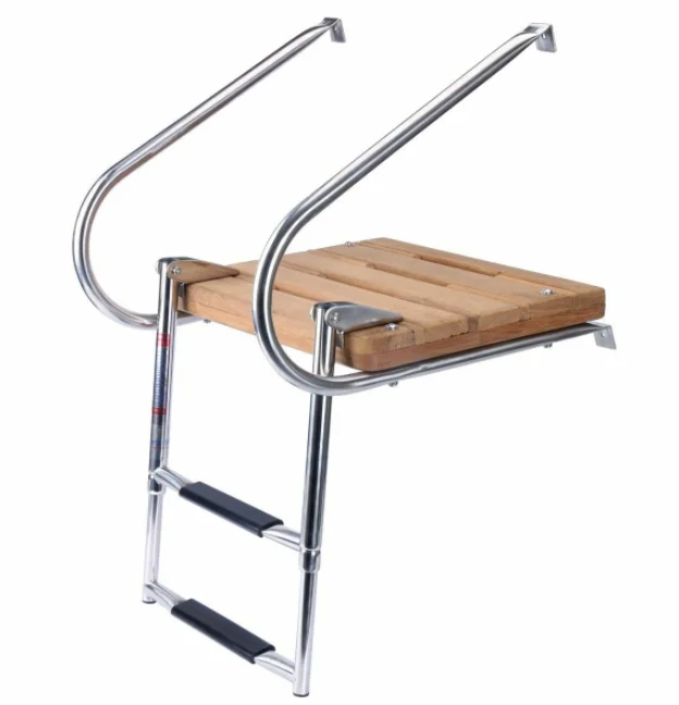 Factory Direct Sale Marine Solid Wood Stainless Steel Telescoping Platform Ladder Marine Fitting