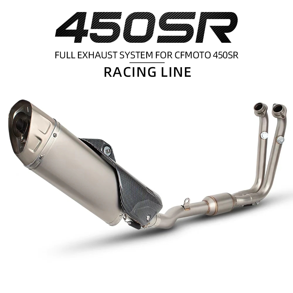 

slip on Full Exhaust System Motorcycle Line Stainless Steel Front Link Pipe Connect Muffler with Cover for CFMOTO 450 SR 450sr