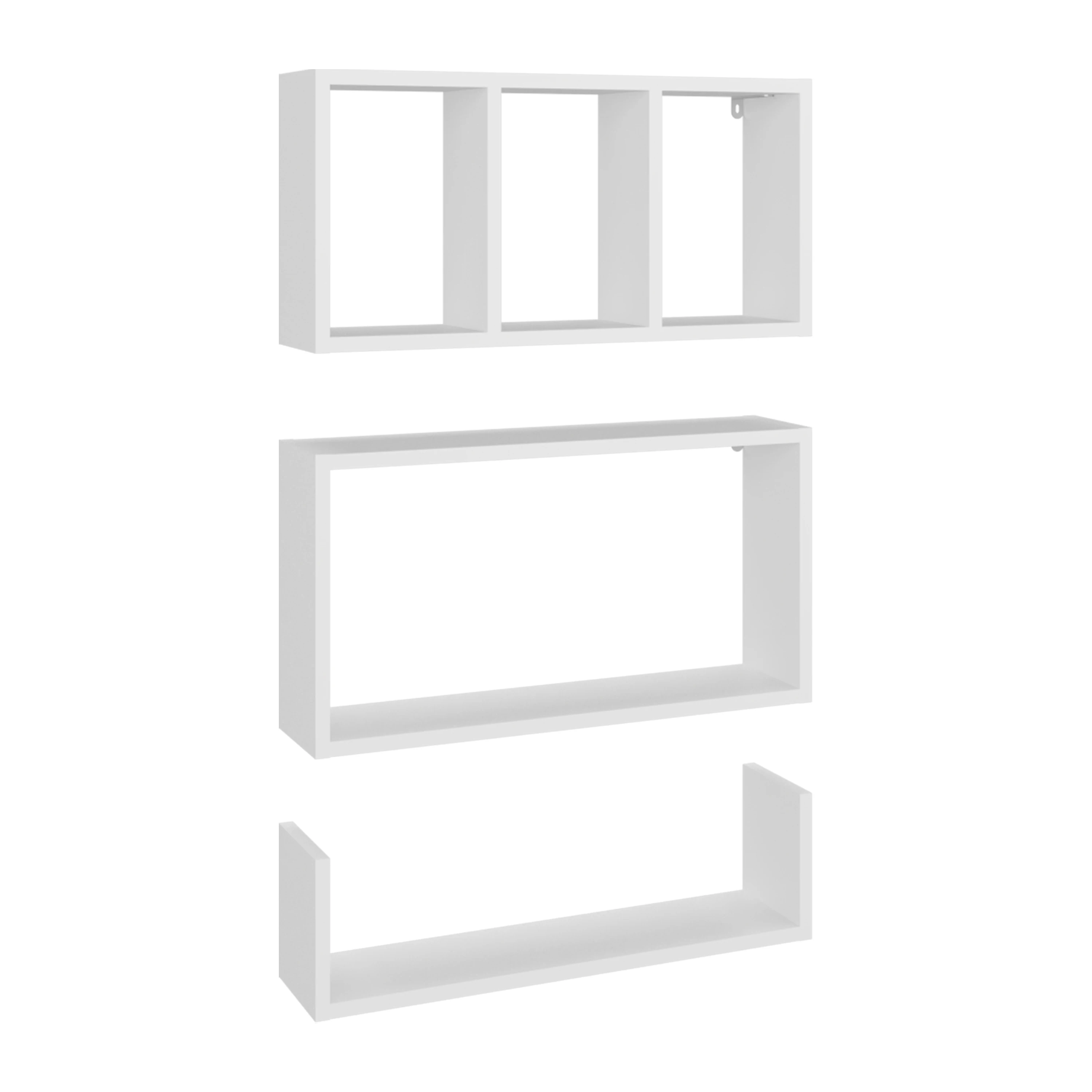 Wall-mounted rack 3-piece set, modern style floating rack, suitable for home storage and decoration