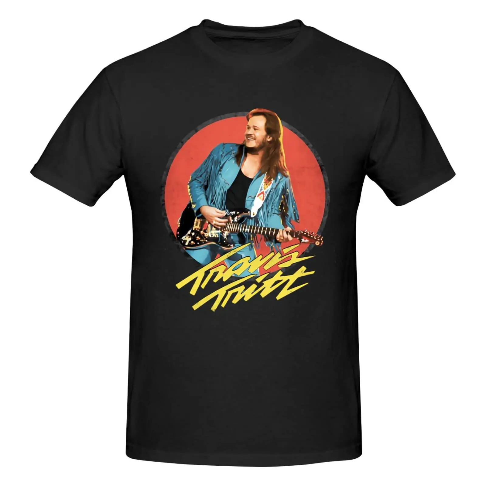 Travis Music Tritt Shirt Fashion Performance Basic Short Sleeve T-Shirt, Classic Crew Neck Casual Top Black LargeCartoon vintage