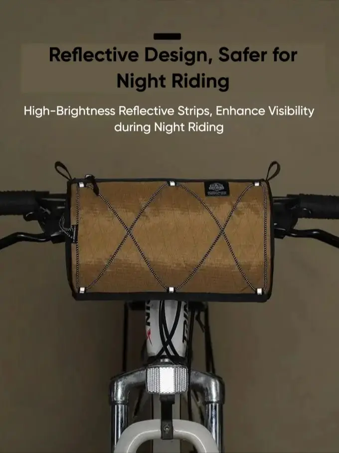 Waterproof X Pac Bike Handlebar Bag 2 in 1 Bicycle Front Storage Bag Reflective Cycling Crossbody Bag with External Cord System view 6