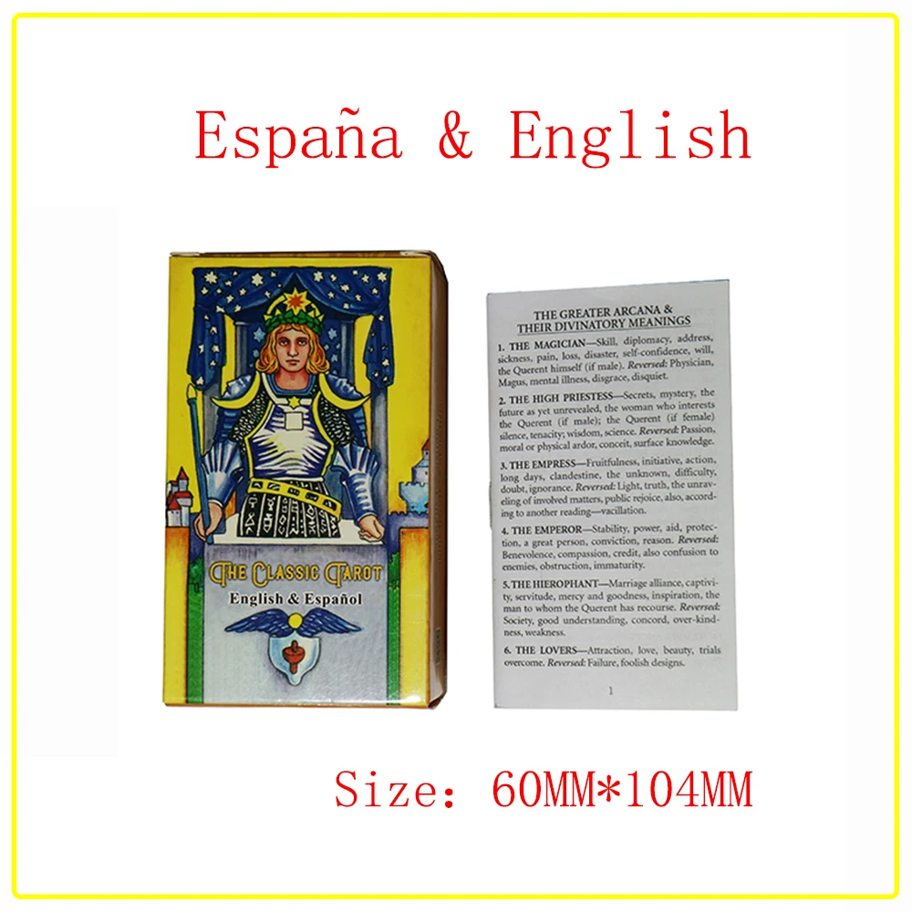 Tarot Cards In Spanish.with Guide Book.tarot Cards For Beginners. English,Spanish Board Game