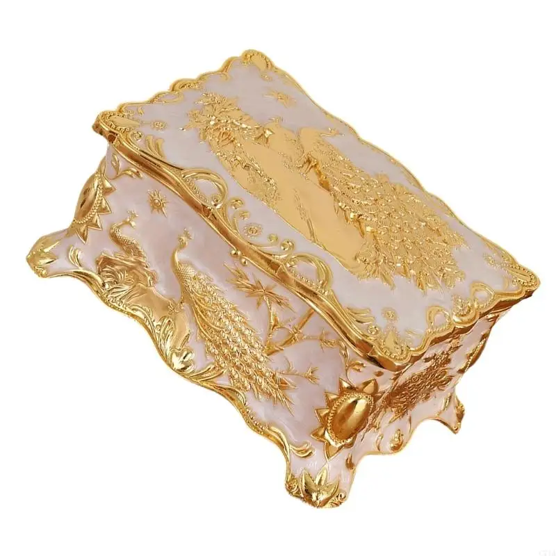 

Perfect for Dresser Top Colorful Peacocks Jewelry Box Zinc Alloy Decors Piece C71A