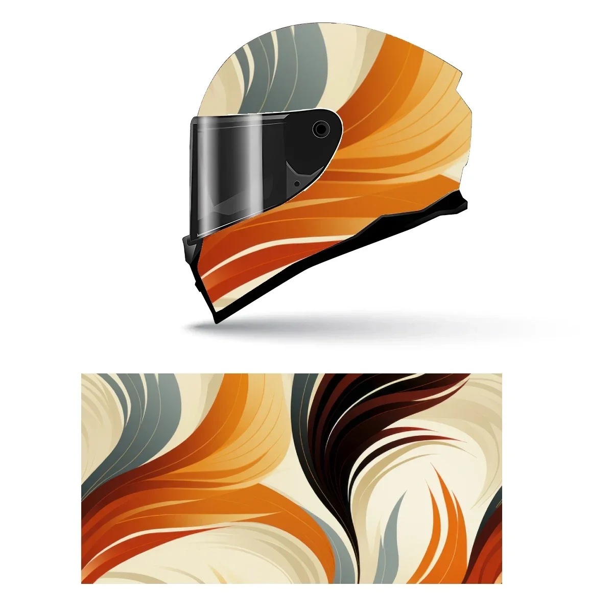 Adesivo Decorativo para Capacete de Motocicleta com Design Clássico de Curvas e Espirais, Gráfico de Corrida, Vinil Envolvente e Elegante