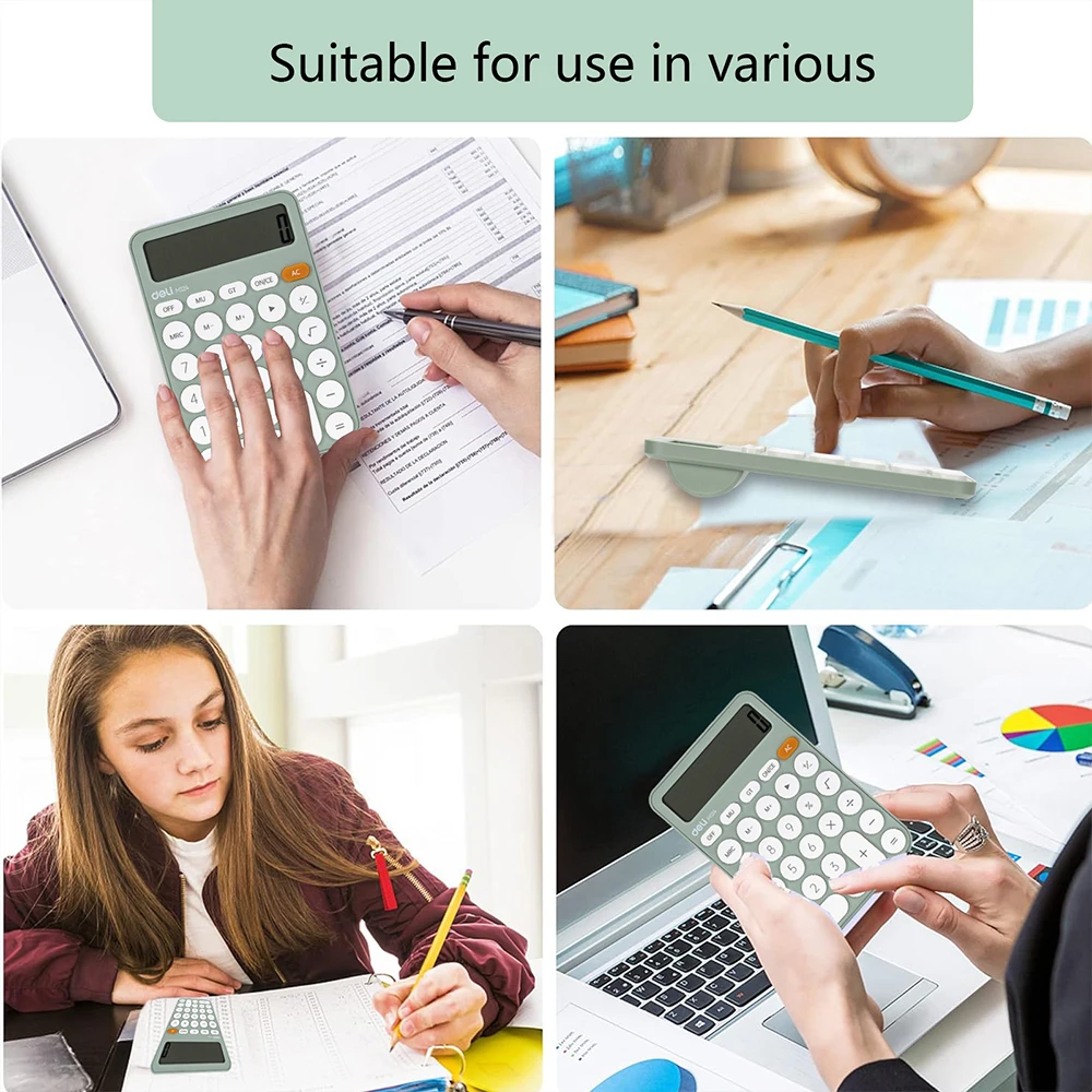 Deli 12 Digits Electronic Calculator Solar Calculator Calculator for Office School Financial Accounting Tool Financial Equipment