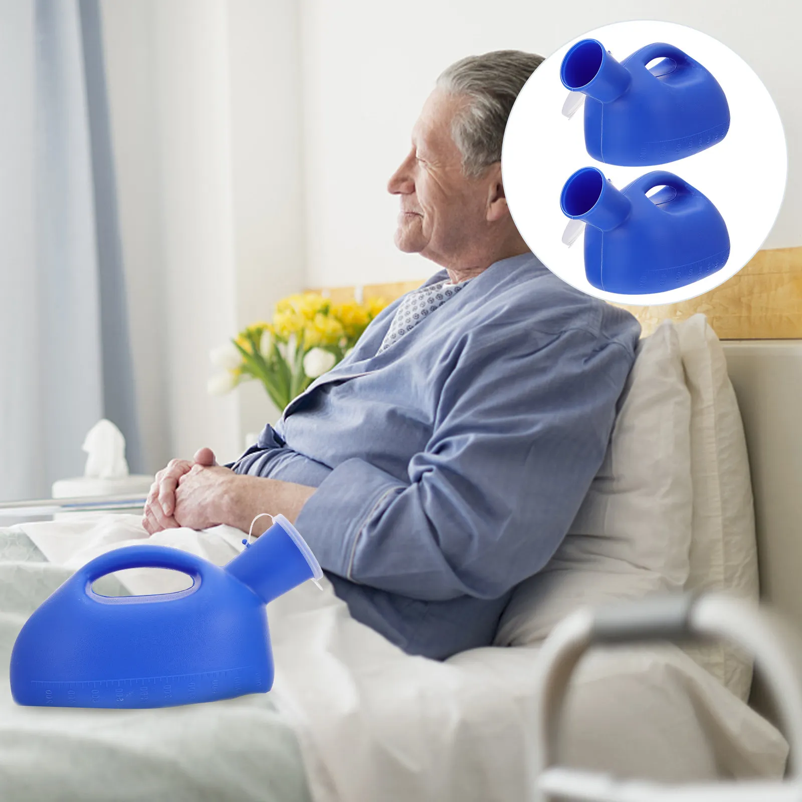 

2Pcs Adult Chamber Pot Large Capacity Spittoon Covered Portable Urinal Pot Home Elderly Men Spittoon with Lid Urinal Bucket