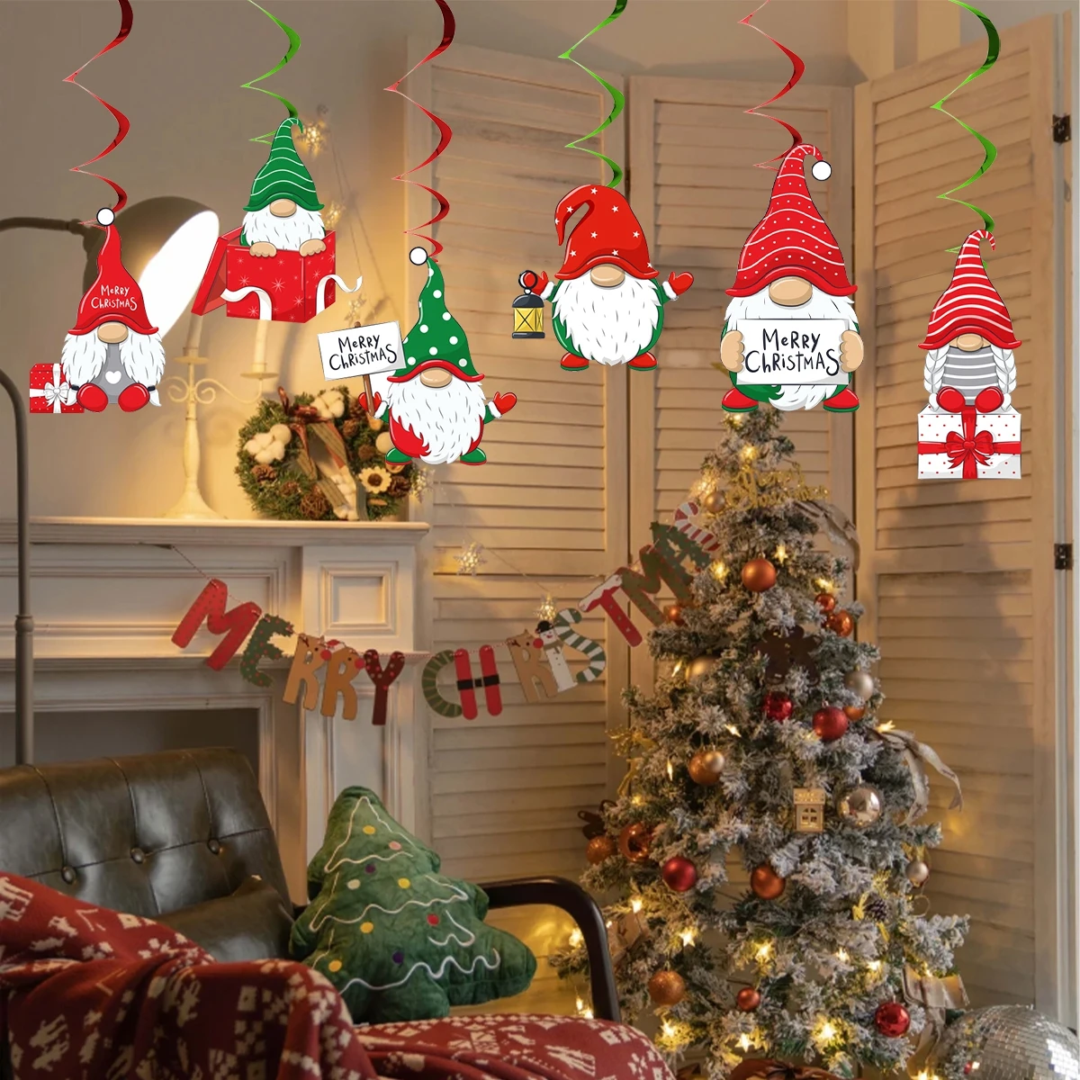Christmas Spiral Banner Merry Christmas Decoration For Home 2024 Christmas Ornament Xmas Navidad Natal Gift Happy New Year 2025