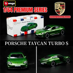 Bburago 1:64 Porsche Taycan Turbo Replica Car Model, Scale Mercedes Lamborghini Bugatti Diecast Miniature Art Kid Boy Toy