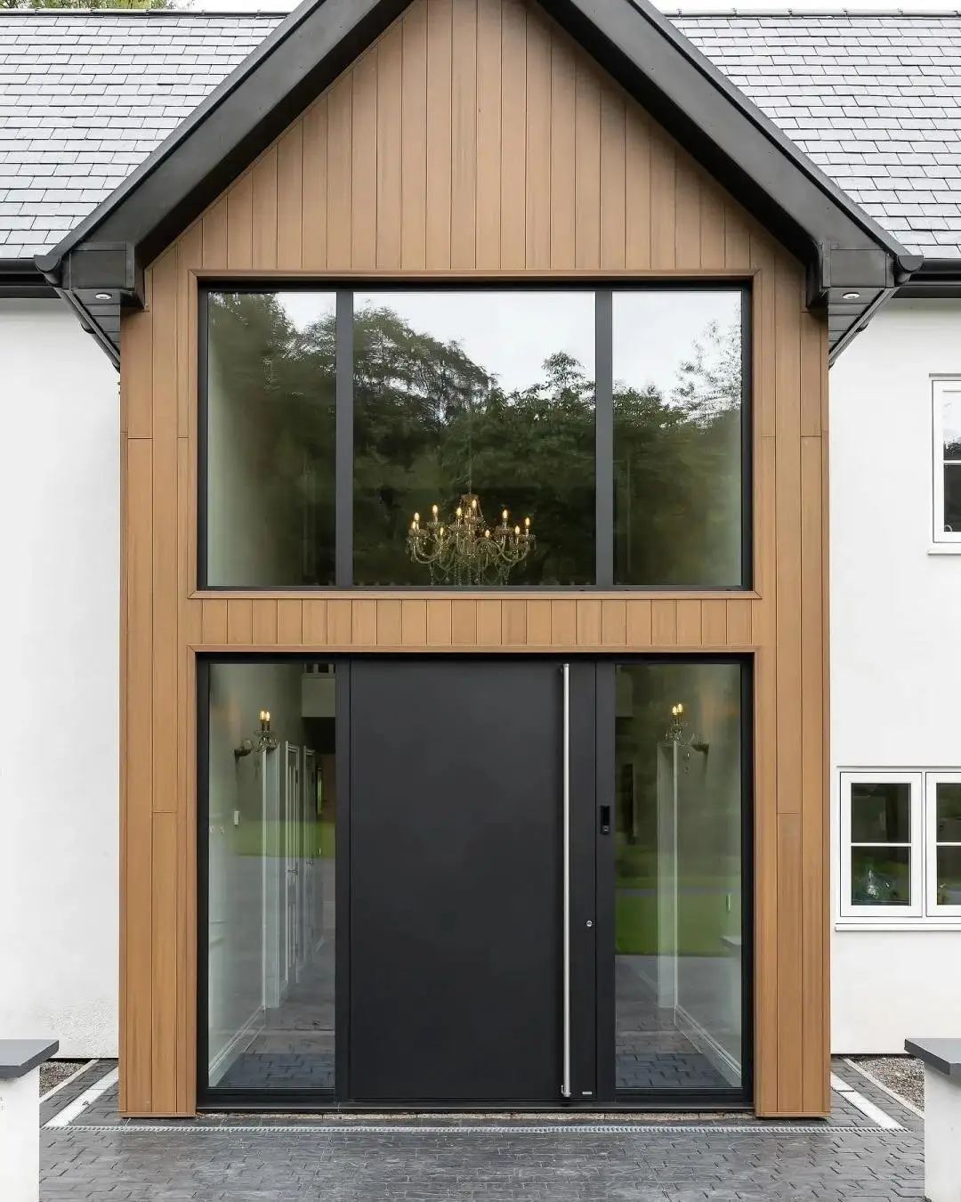 

Suitable for Villas Large Size Entrance Door 6063 T5 Aluminum Alloy Hinged Doors Rainproof and Insulating Manual Front Doors