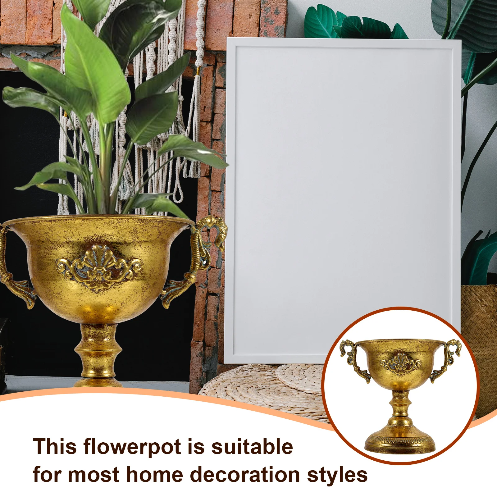 

Retro Vintage Metal Flowerpot Iron Vase Compact Decorative Flower Arrangement Pot for Home Table Office Garden Wedding