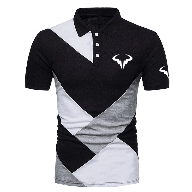 2024 Summer Men's Rafael Nadal Symbol Logo Print Fashion Color Collision Design Quick Drying Lapel Collar Comfortable Polo Shirt