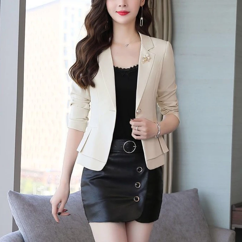 Blazer lengan panjang wanita, kardigan kancing jalanan gaya Korea elegan Semua cocok Musim semi musim gugur