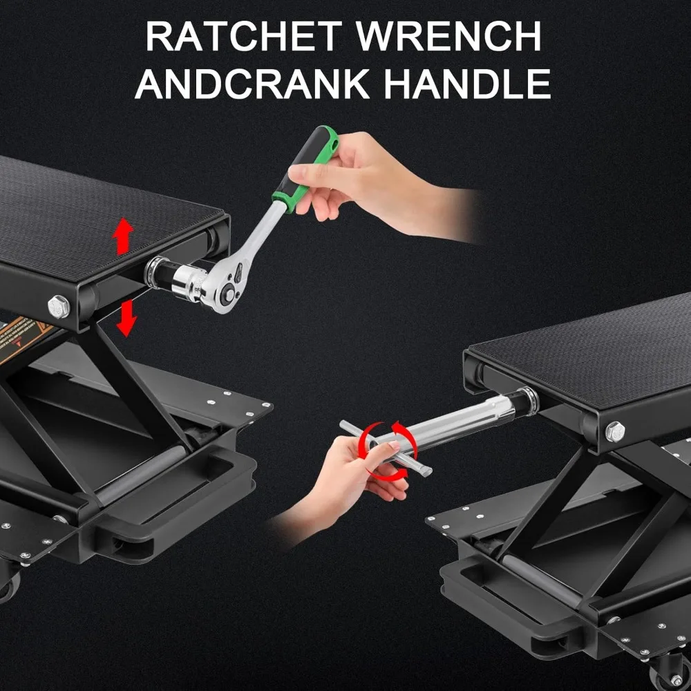 1200 LBS Motorcycle Lift Jack with Dolly, Scissor Jack for Dirt Bike ATV Garage Repair Hoist Stand