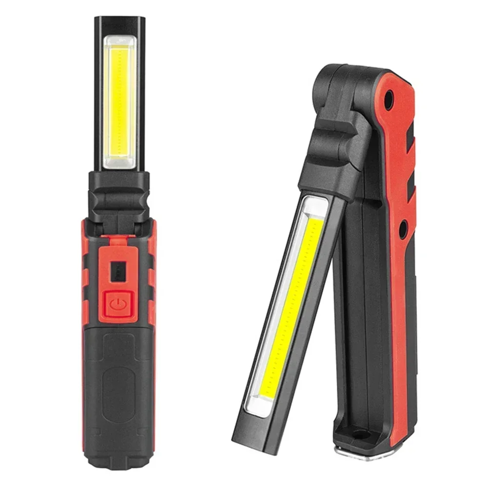COB LED Work Light Dimmable USB Rechargeable Flashlight Inspection Lamp with Magnetic Hook Power Bank 18650 Battery Torch
