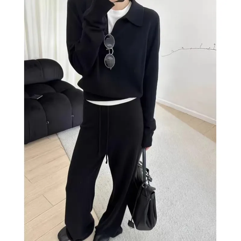 2026 POLO collar 100% wool knitwear women's top autumn and winter temperament long-sleeved bottom sweater 4