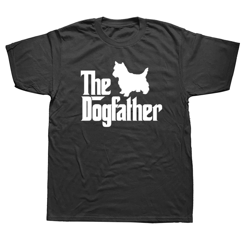 Westie Dog Father Printed Dogfather T-shirts O Neck Cotton Short Sleeve Tees for Men Animal West Highland White Terrier Tops