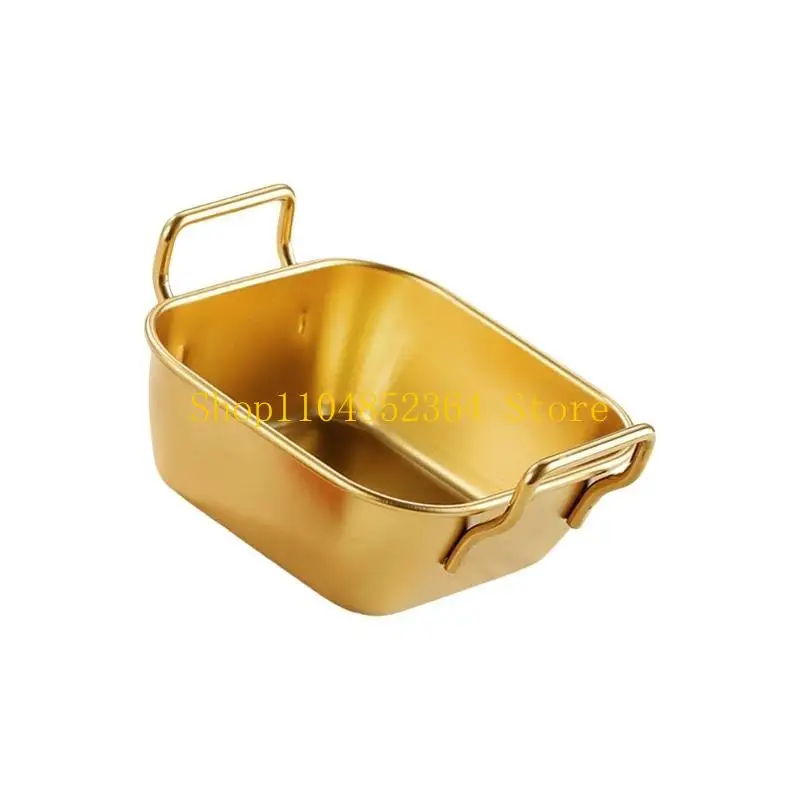 652F Durable Stainless Steel Toddler Plates Crack Resistant Square Dishes Safe Dinnerwares Suitable for Baking and Camping