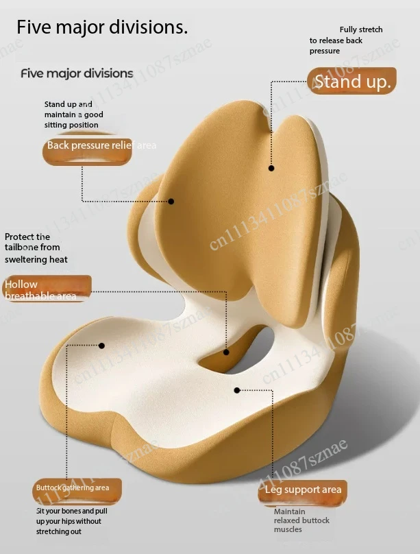 Ergonomic Lumbar Support Cushion Office Waist Support Pillow Memory Foam Back Support Seat Cushion