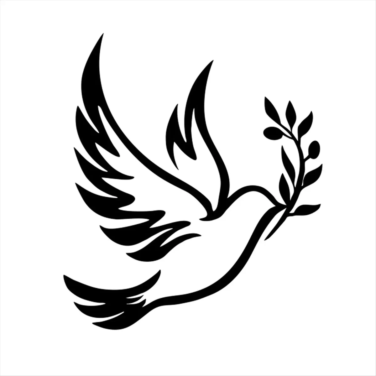 AA83  of Peace Olive Branch Metal Wall Art - Olive Branches Peace Black Outline White Metal Wall Decor