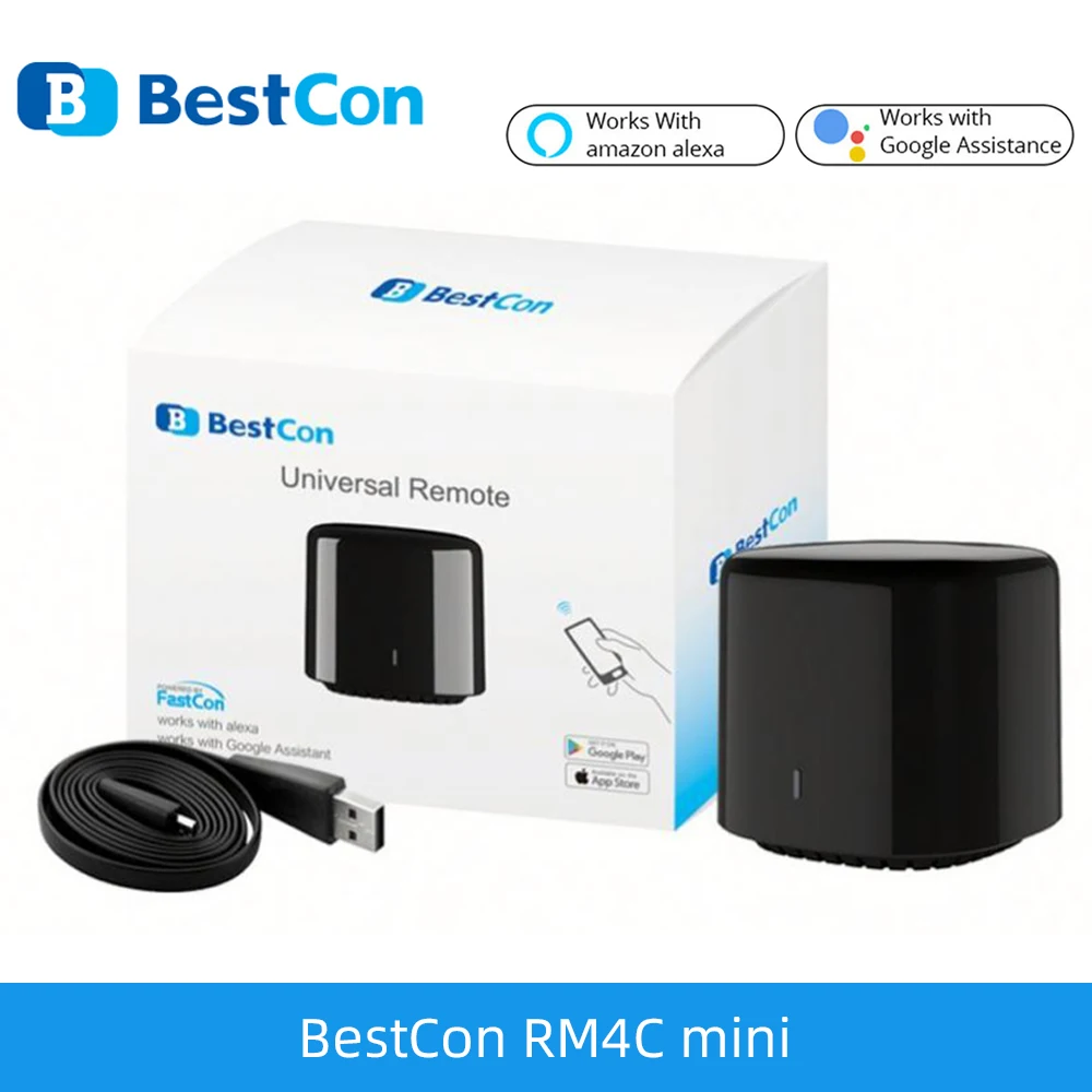BroadLink-Control remoto IR, interruptor inteligente inalámbrico Bestcon RM4C, Mini controlador Universal WiFi Bluetooth, funciona con Alexa y Google Home