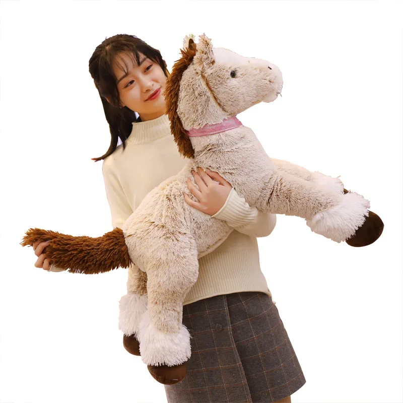 90/120CM Big Size Cute Lying Horse Plush Toys Stuffed Cartoon Animal Horse Birthday Gifts