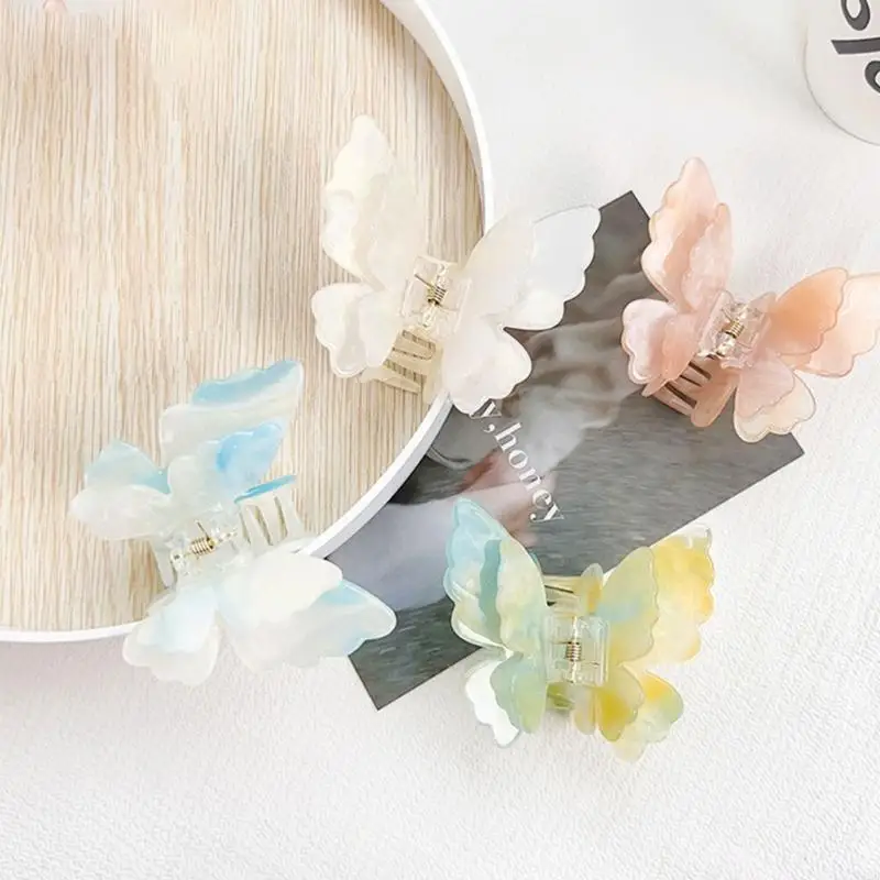 M6CD Modern Double Saper Butterfly Hair Claw Claw Fashion Accesors Accesorios cabeza para uso diario o reuniones