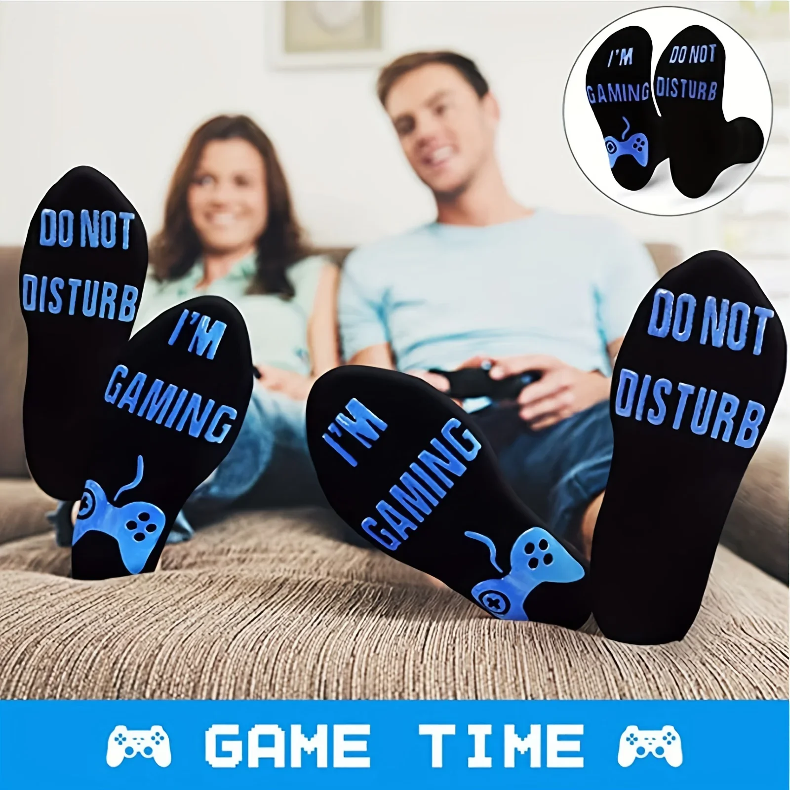 1Pairs 'I Am Gaming'' I'm not Sleeping' Print Funny Novelty Cotton Socks Gifts For Men Christmas Birthday Presents For BoyFriend images - 6