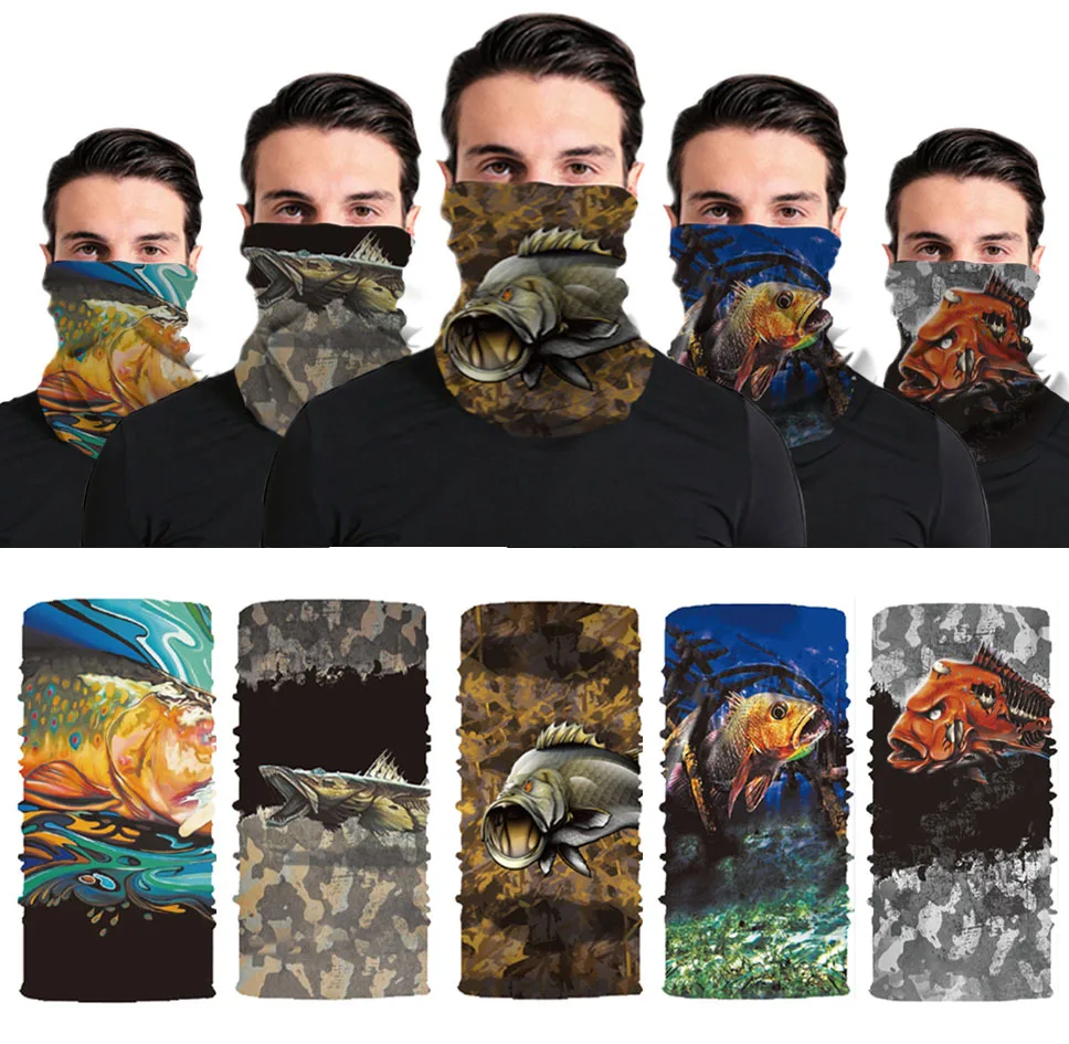 

Creative Fish Bandanas Neck Gaiter Face Mask Wind Dustproof Hiking Face Bandana Headband for Women Men Cycling Sports Headscarf