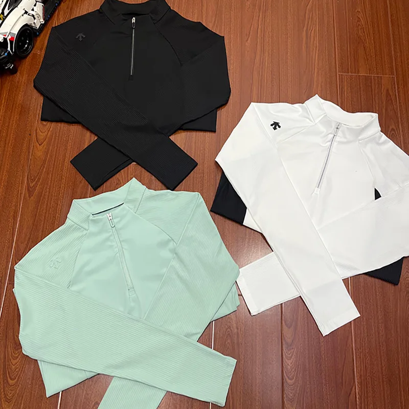 Waist ribbed patchwork Women's sports half-zip top 2026 autumn women's new arrival