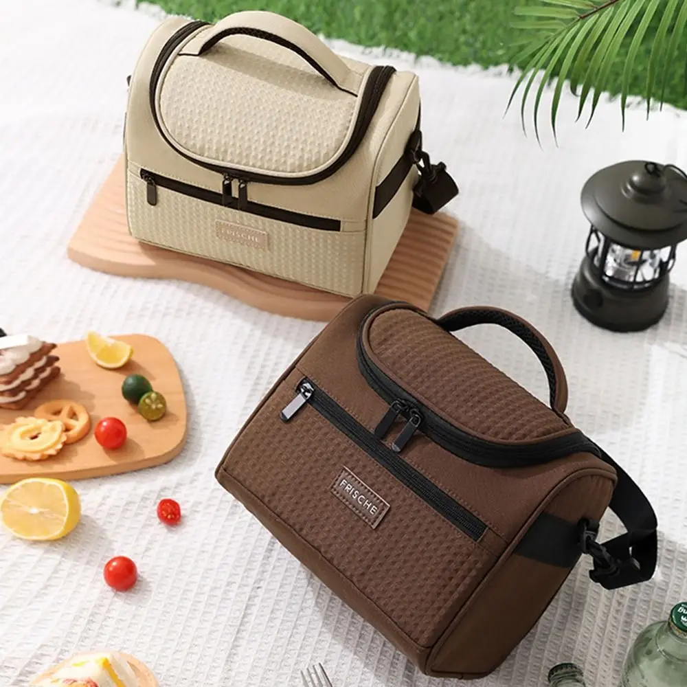 Multifunctional Zipper Handle Lunch Box Large Capacity Durable Insulated Lunch Bag Hand-held Sturdy Lunch Tote Bag Travel
