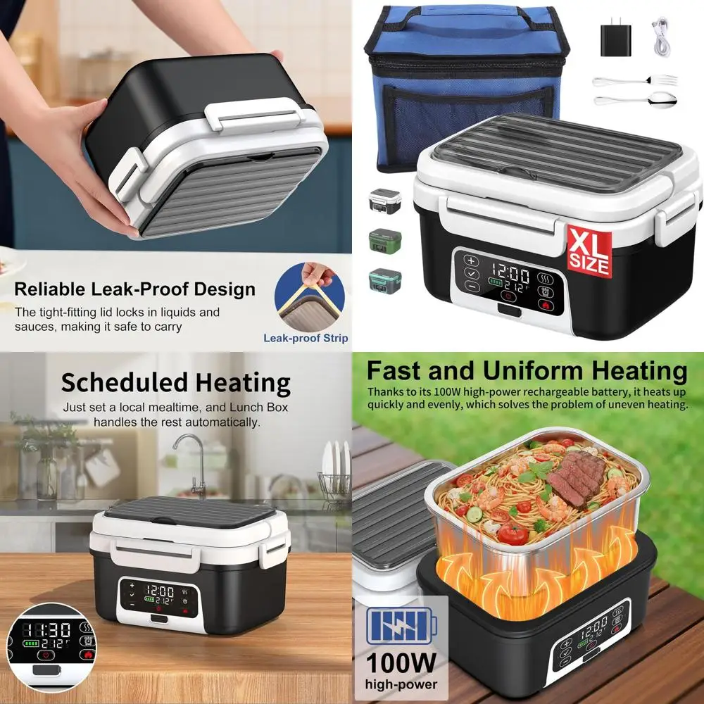

Портативный электрический ланч-бокс объемом 1,5 л с аккумулятором 20000 мАч, интеллектуальное отопление мощностью 100 Вт, съемный разделитель, столовые приборы в комплекте
